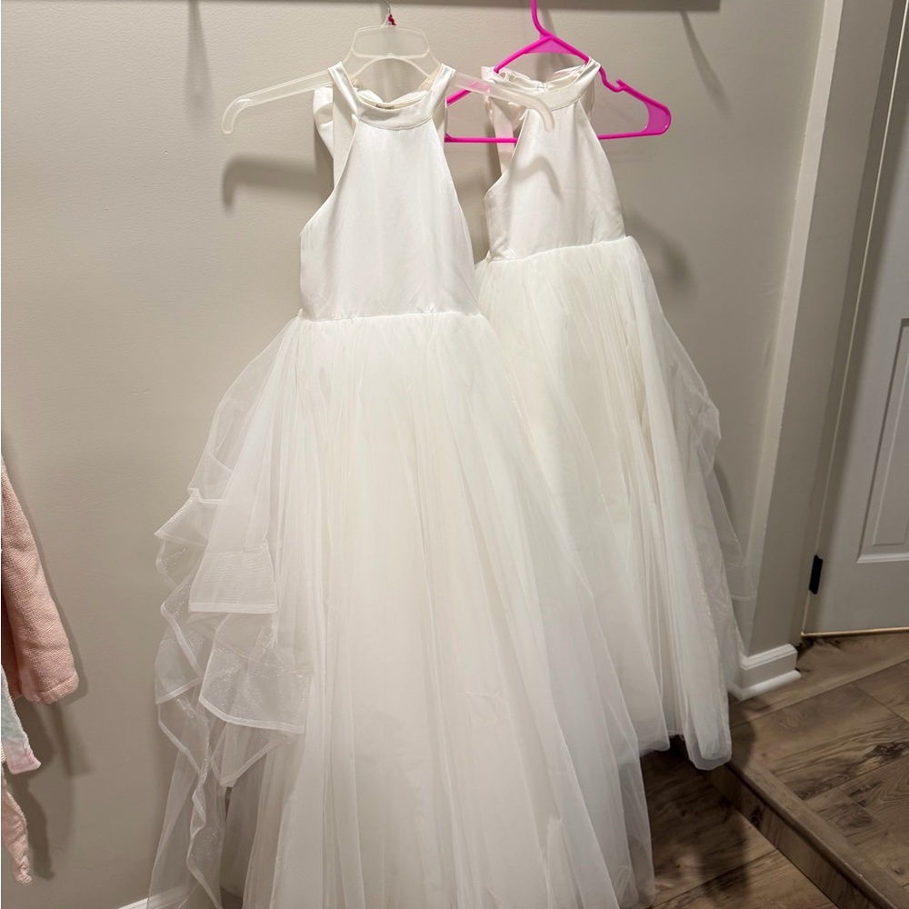Elegant White Halter Neck Tulle Dresses